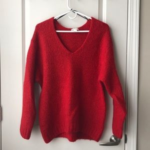 Red v-neck sweater